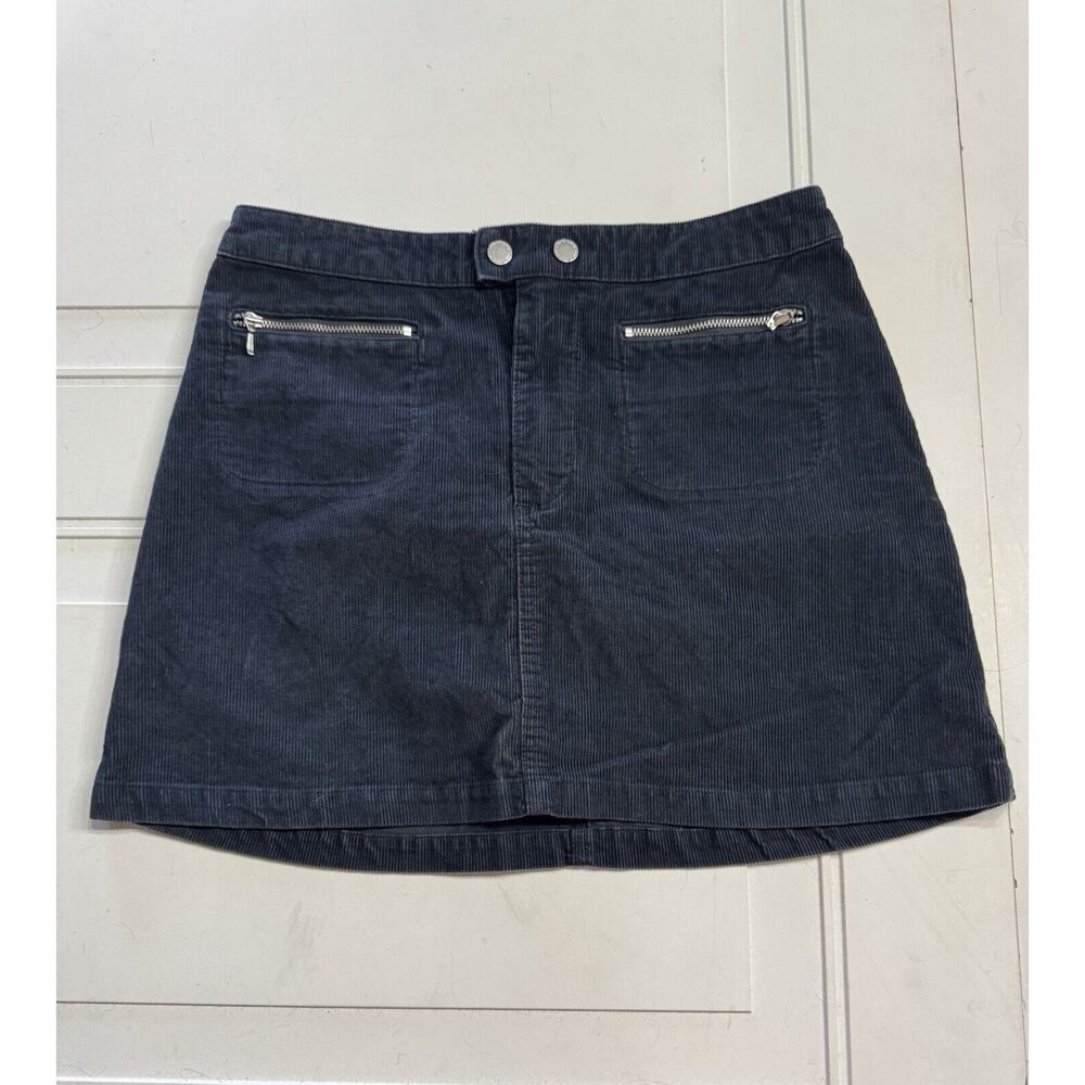 Abercrombie & Fitch Mini Skirt Size 2 Womens Corduroy Snap Zip Blue